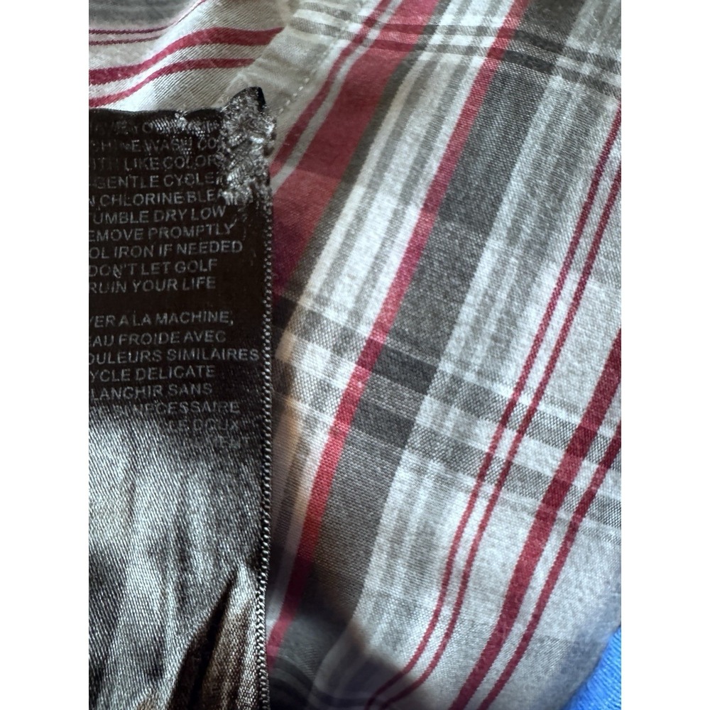 Travis Mathew Button-Up Shirt Large Multicolor Red White Gray-Blue Excellent - Picture 9 of 16